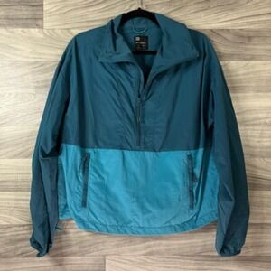All In Motion‎ Womens Windbreaker Jacket Blue Color Block 1/2 Zip Pockets M